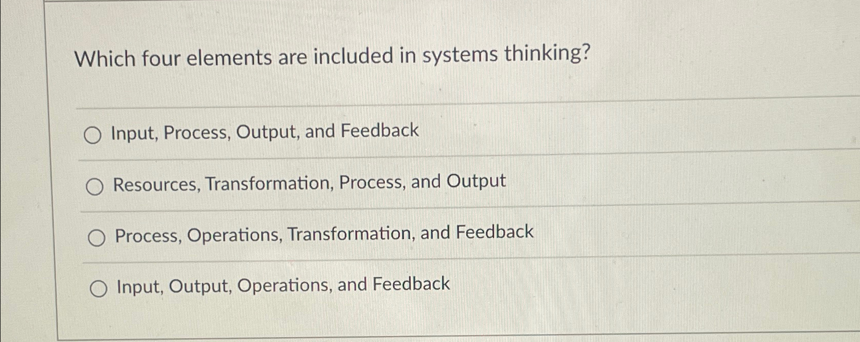 Solved Which four elements are included in systems | Chegg.com