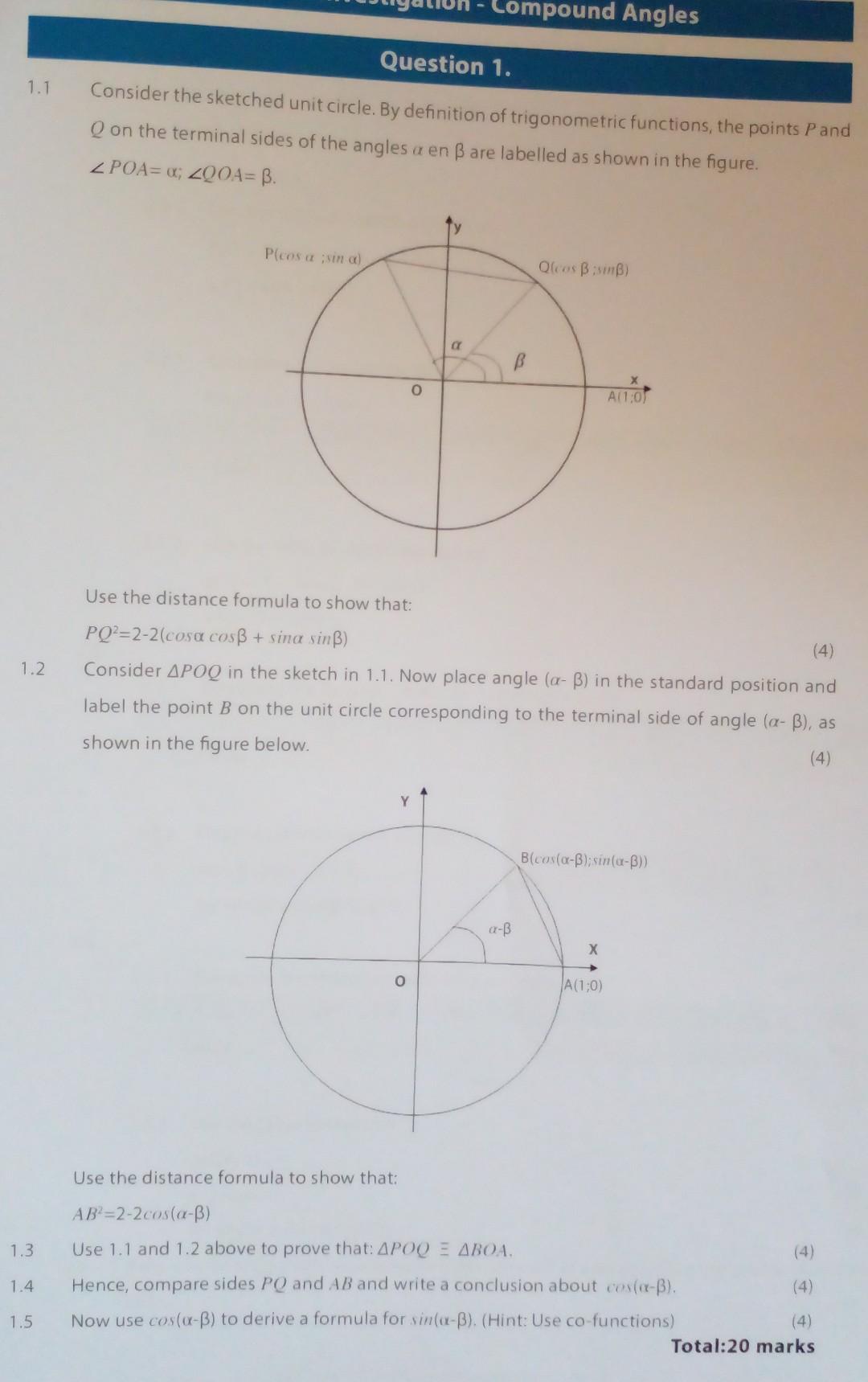 Solved 1 1 Consider The Sketched Unit Circle By Definition Chegg Com   Image 