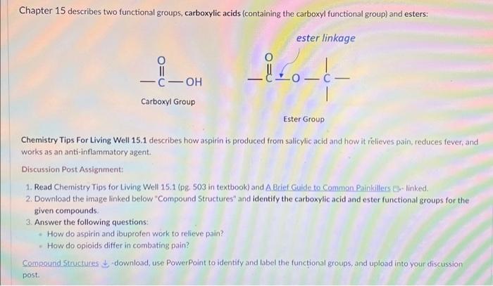 Solved Chapter 15 describes two functional groups, | Chegg.com