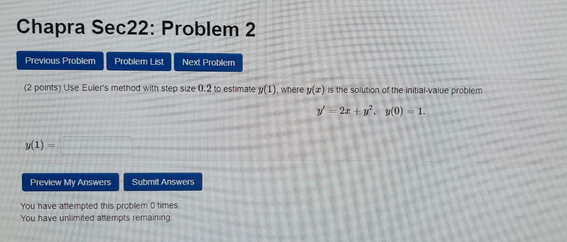 Solved Chapra Sec22: Problem 2 Previous Problem Problem List | Chegg.com