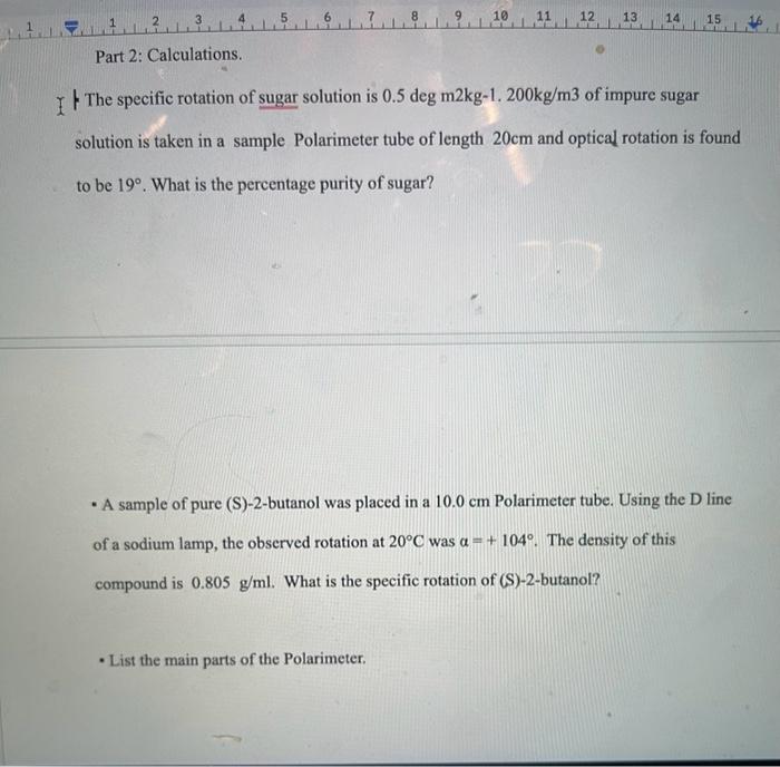 Solved The specific rotation of sugar solution is 0.5 deg m2 | Chegg.com