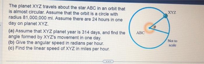 Solved The planet XYZ travels about the star ABC in an orbit | Chegg.com