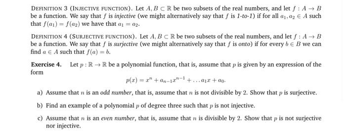 Solved Definition 3 (InJective Function). Let A,B⊂R Be Two | Chegg.com