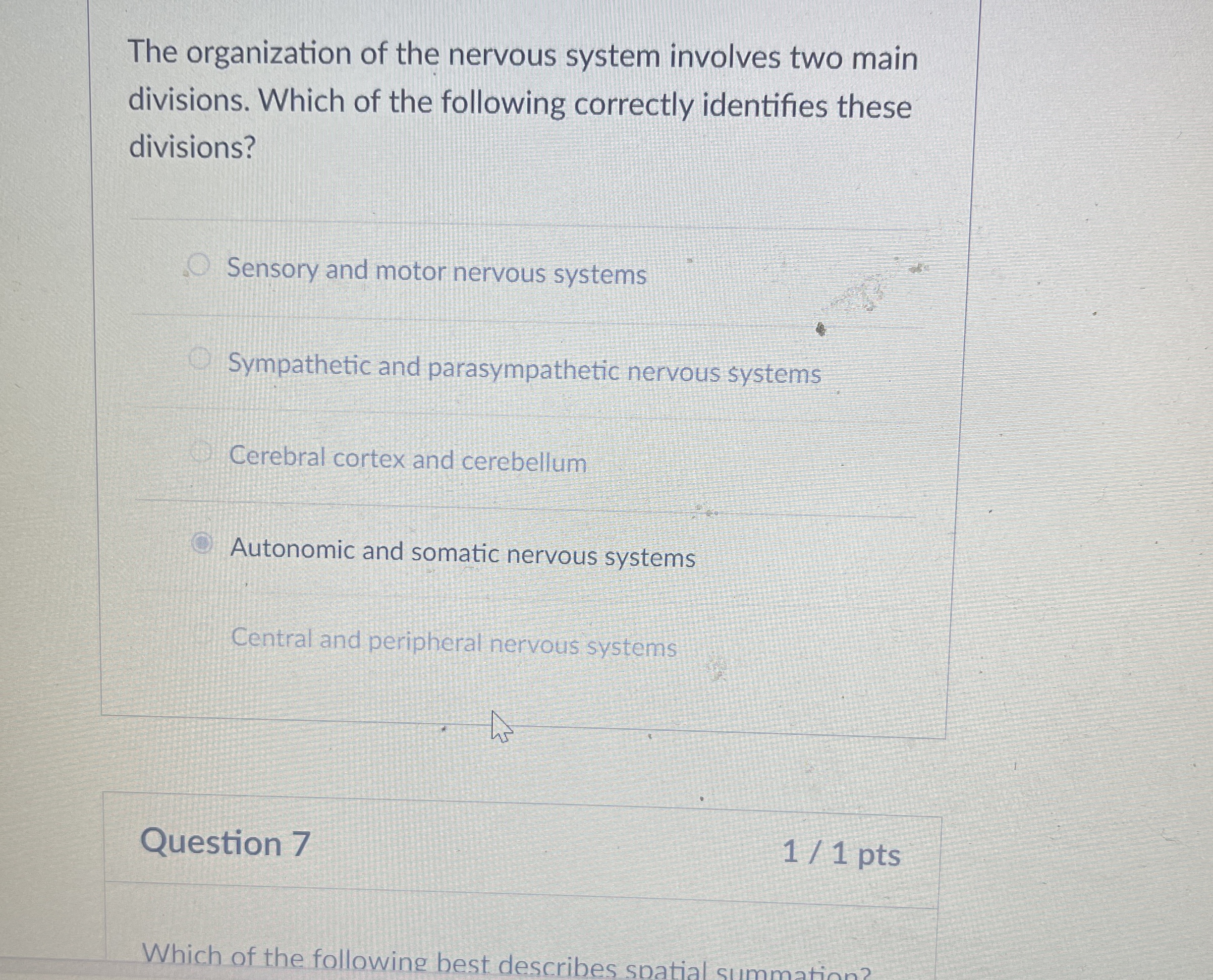 Solved The organization of the nervous system involves two | Chegg.com