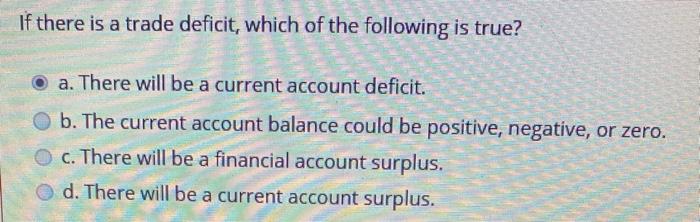 Solved If There Is A Trade Deficit, Which Of The Following | Chegg.com