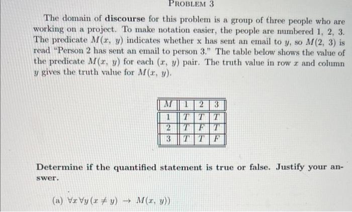 Solved In the following question, the domain of discourse is | Chegg.com