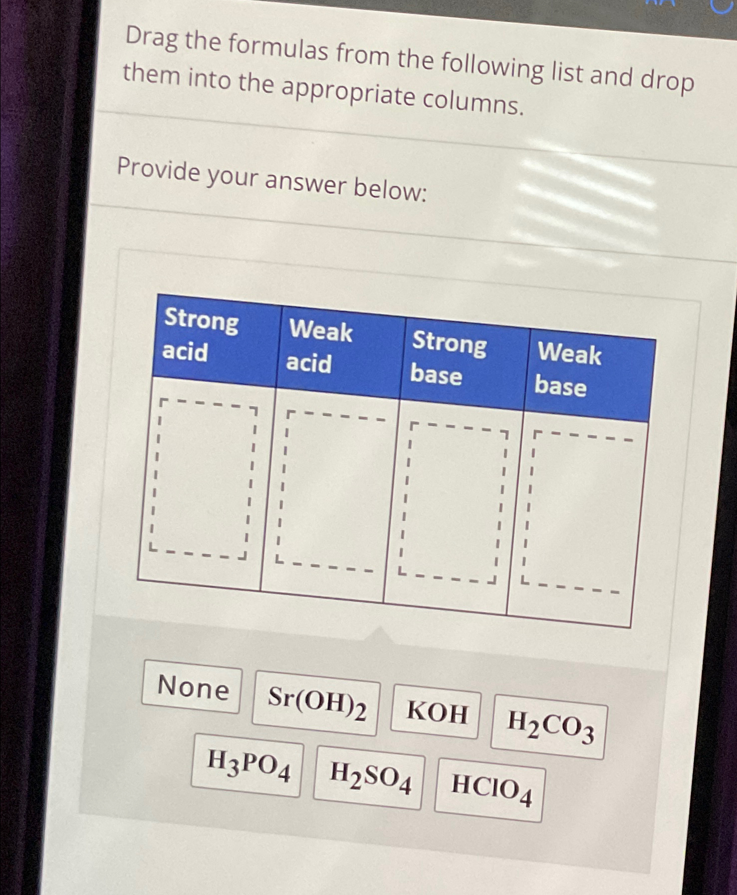 Solved Drag the formulas from the following list and drop | Chegg.com