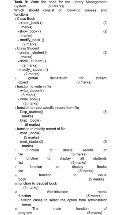 Solved 12 Task B: Write The Code For The Library Management | Chegg.com