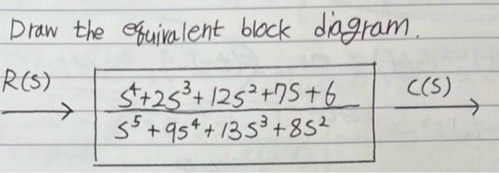 Solved Draw the equiralent block diagram. | Chegg.com