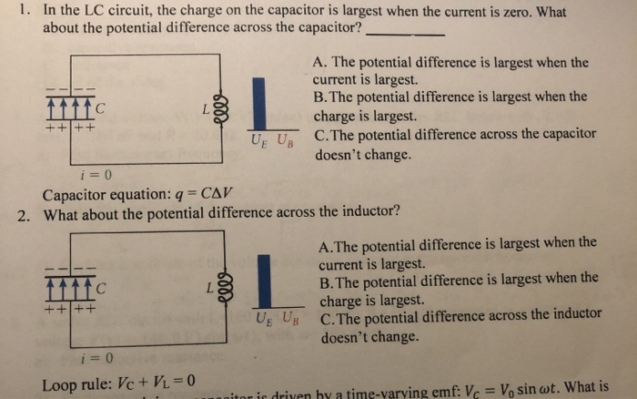 Solved 1 In The Lc Circuit The Charge On The Capacitor Chegg Com