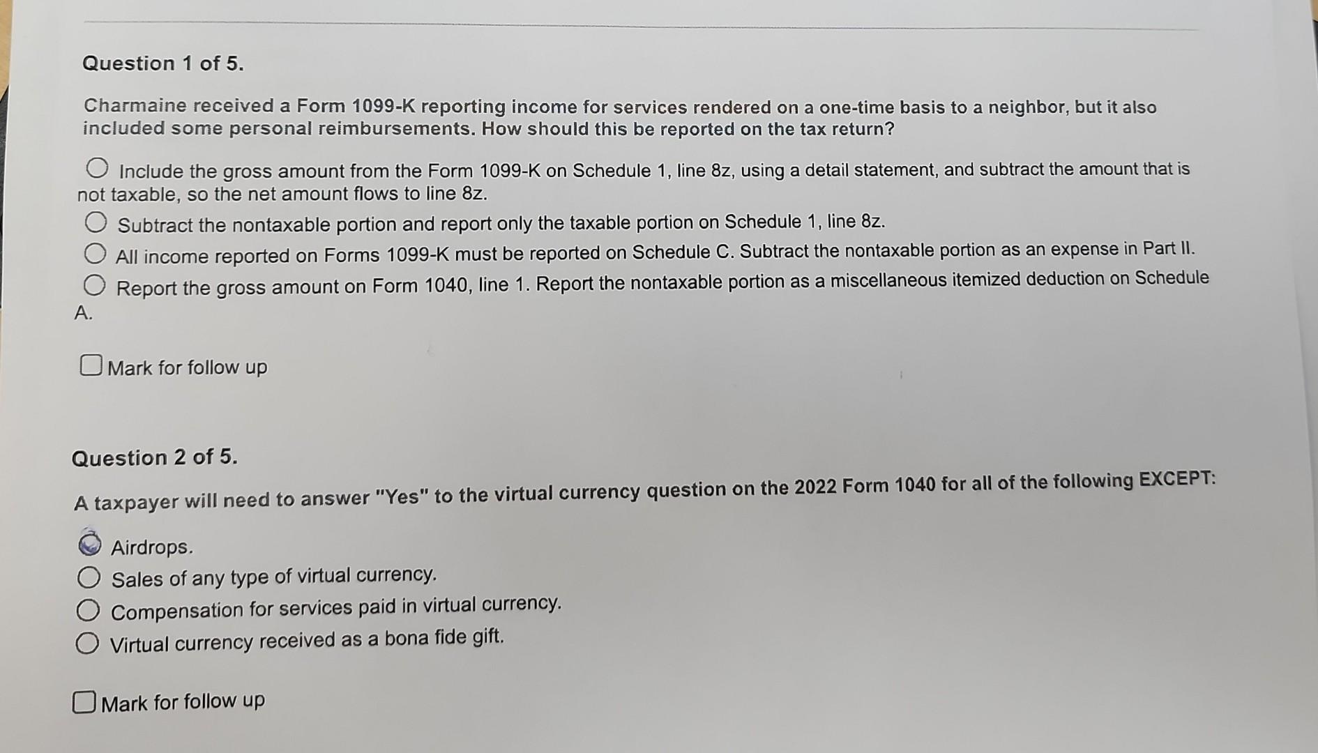 Solved Charmaine Received A Form 1099-K Reporting Income For | Chegg.com