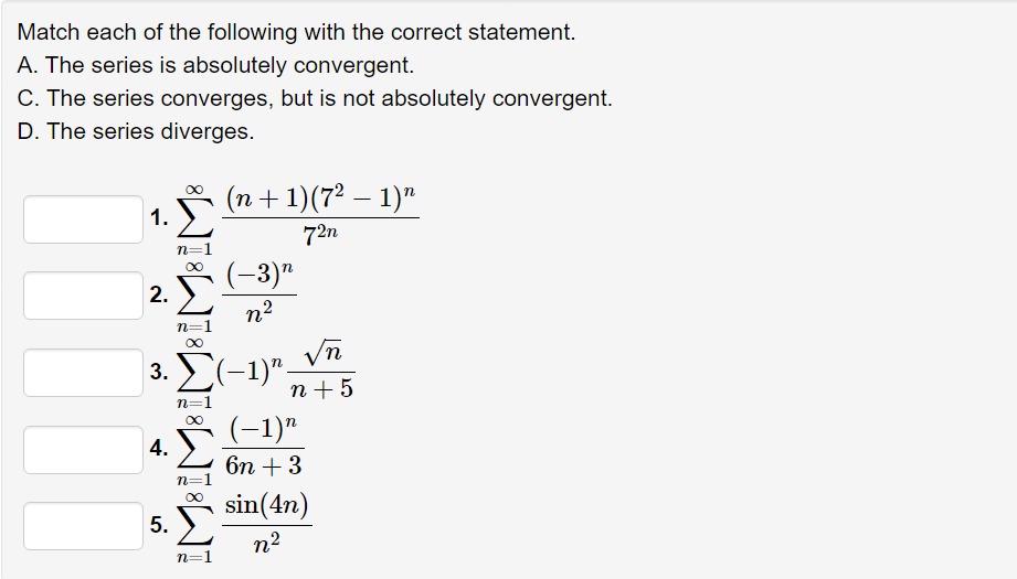 Solved Match each of the following with the correct | Chegg.com