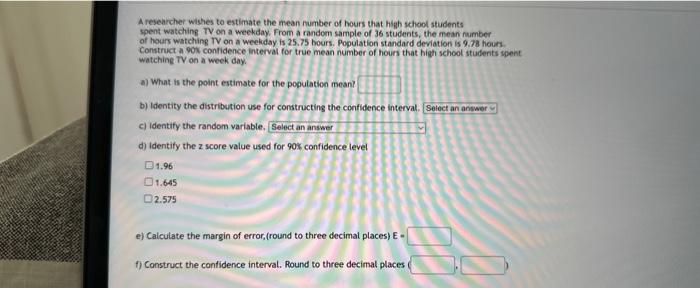 Solved A researcher wishes to estimate the mean number of | Chegg.com