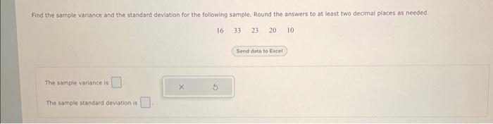 Solved Find the sample variance and the standard deviation | Chegg.com
