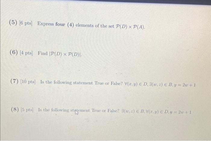 Solved Consider The Following Sets For All Questions On This | Chegg.com