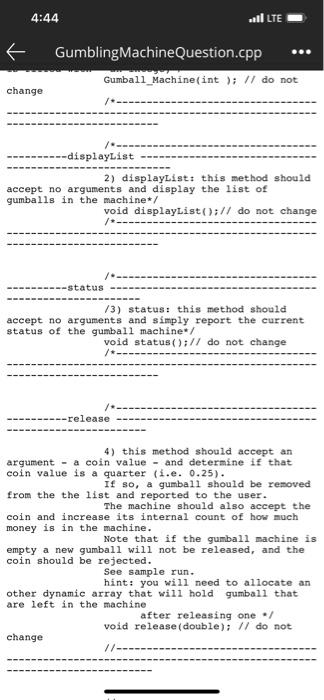 Solved In the cpp file I gave you will find comments that | Chegg.com