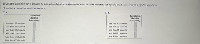 Solved d) Construct a histogram for these data. Choose the | Chegg.com