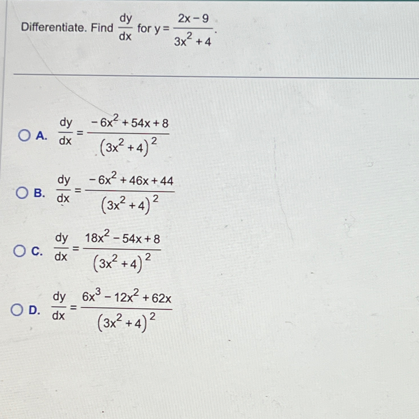 Solved Differentiate. Find dydx ﻿for | Chegg.com