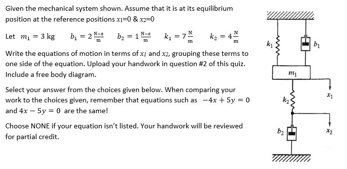 Given the mechanical system shown. Assume that | Chegg.com