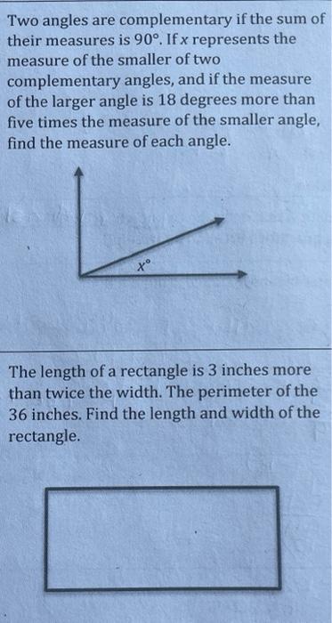 Solved Two Angles Are Complementary If The Sum Of Their 2220