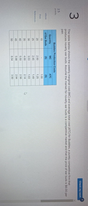 Solved Check my work 3 The table below shows the weekly | Chegg.com