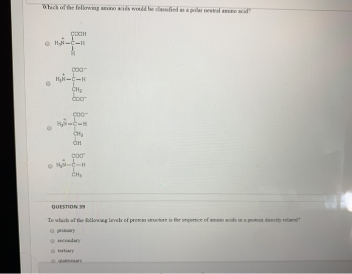 Solved Which of the following amino acids would be | Chegg.com