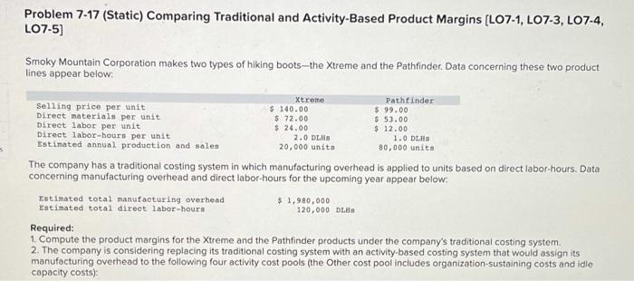 Solved Compute The Product Margins For The Xtreme And The 7315