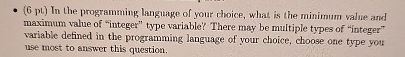 Solved ( 6 ﻿pt ) ﻿In the programming language of your | Chegg.com