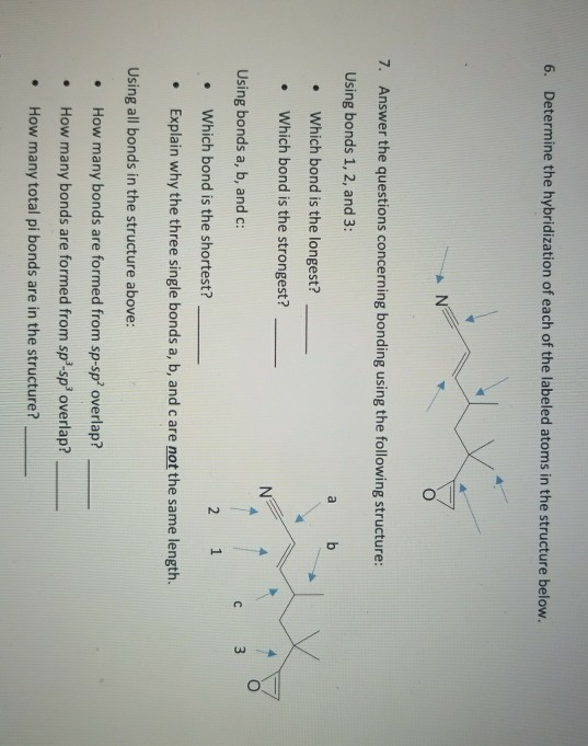 Solved 6. Determine the hybridization of each of the labeled | Chegg.com