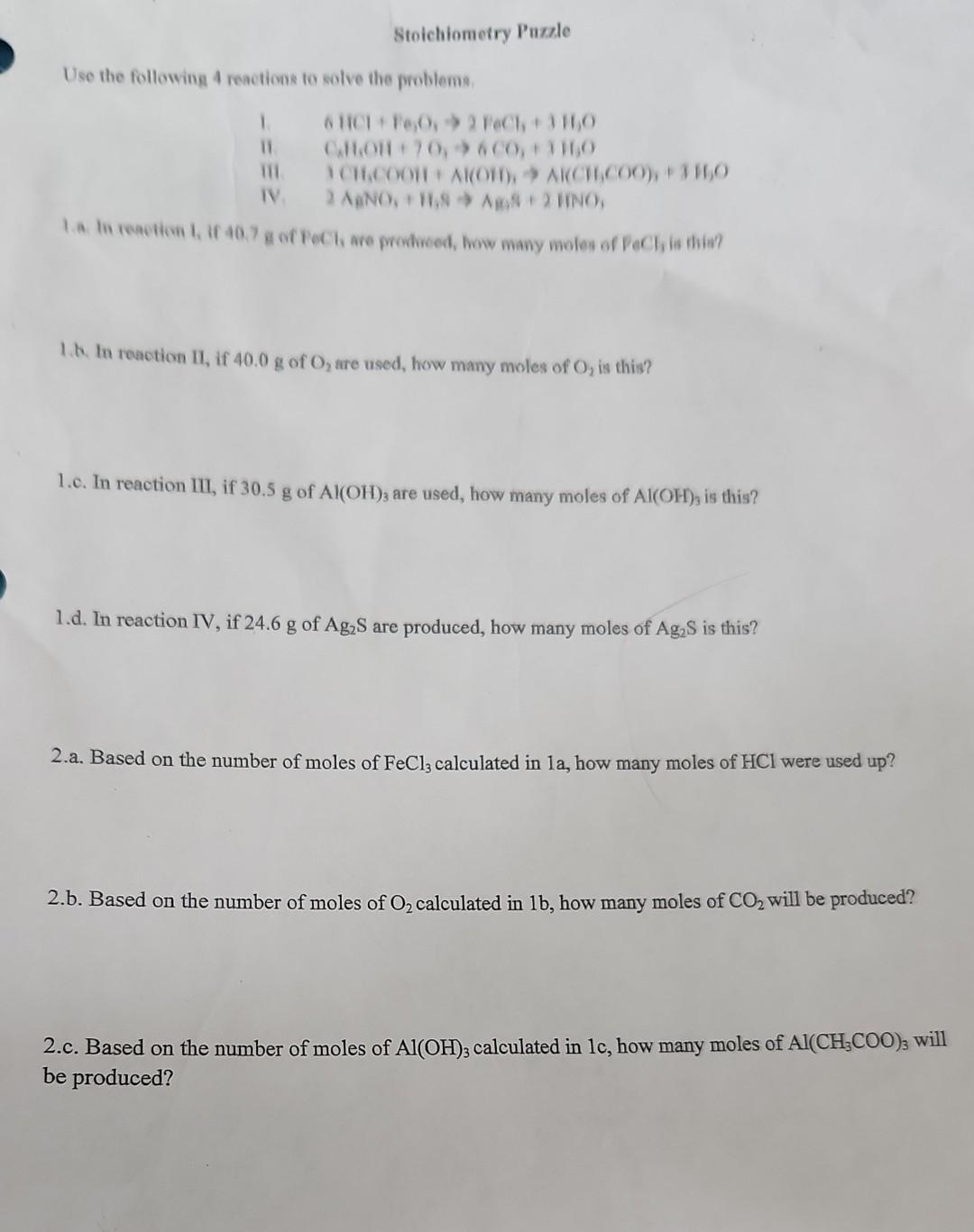 Solved Use the following 4 reactions to solve the problems. | Chegg.com