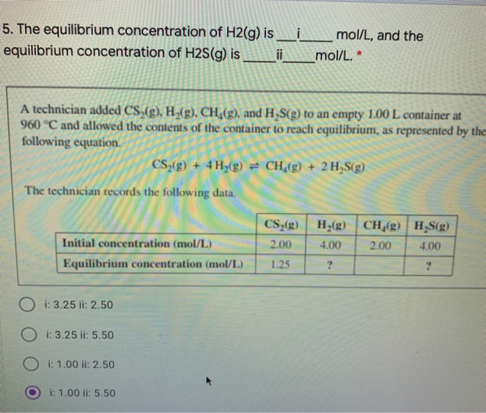 Solved . 5. The Equilibrium Concentration Of H2(g) Is | Chegg.com