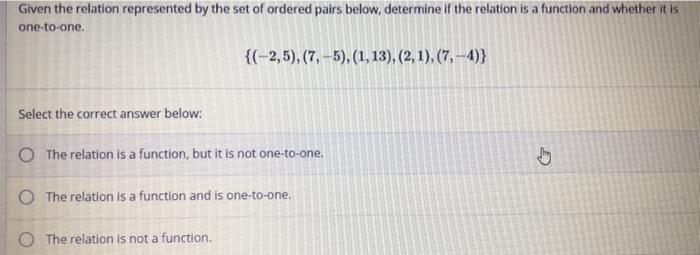 Solved Given the relation represented by the set of ordered | Chegg.com