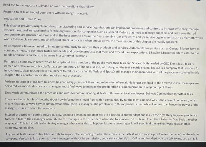 Solved Read the following case study and answer the | Chegg.com