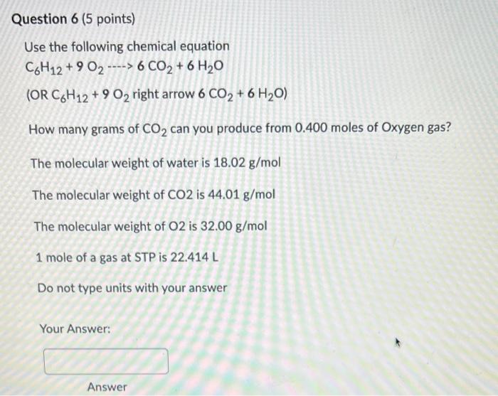 Solved Use the following chemical equation | Chegg.com