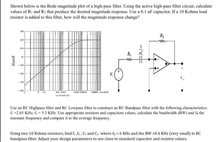 Solved Shown Below Is The Bode Magnitude Plot Of A High Pass 4151