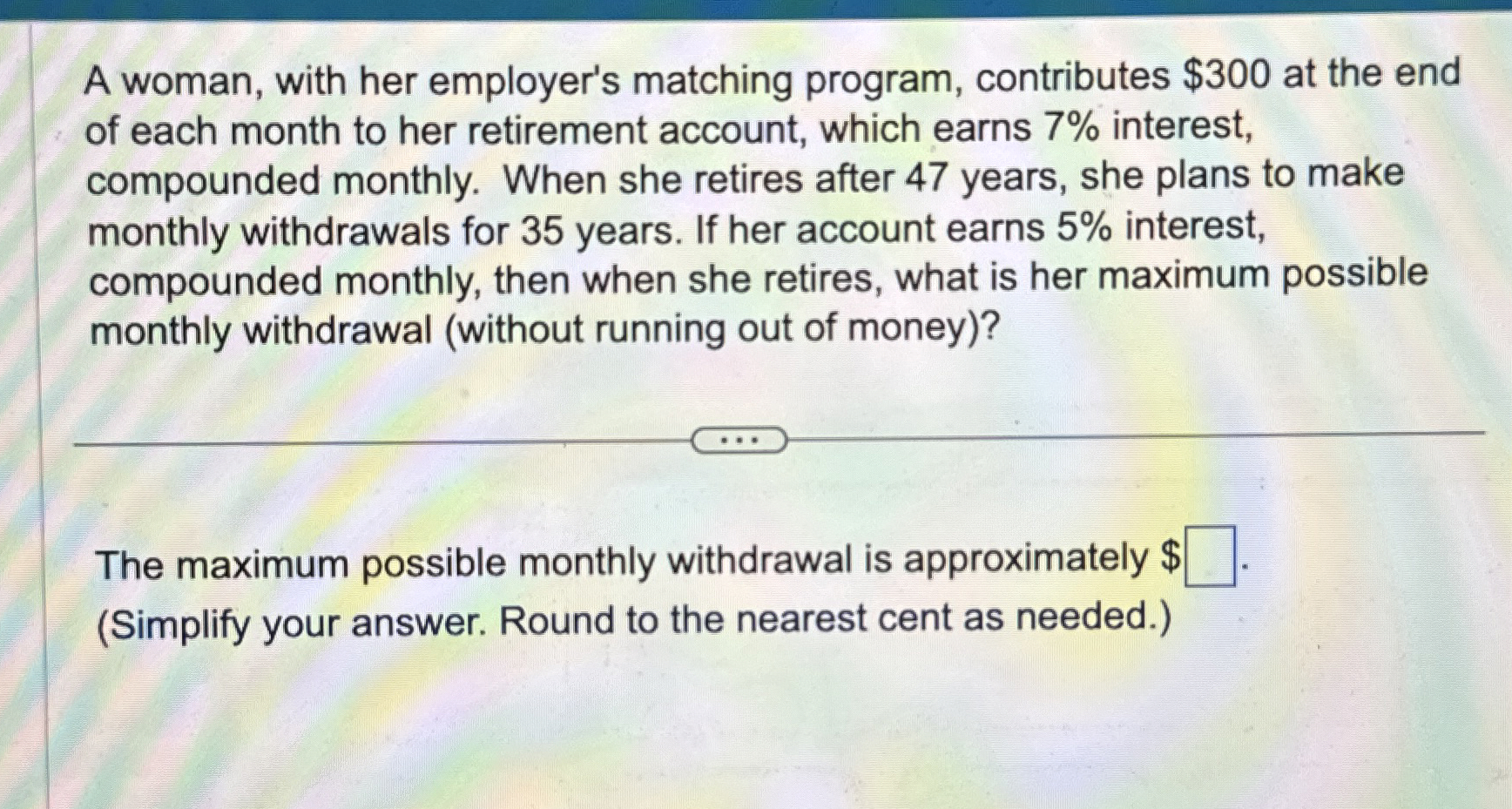 Solved A woman, with her employer's matching program, | Chegg.com