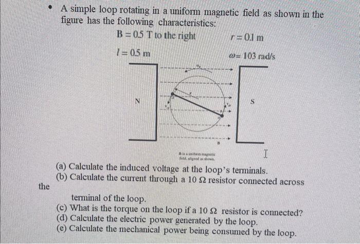 Solved A Simple Loop Rotating In A Uniform Magnetic Field 3305