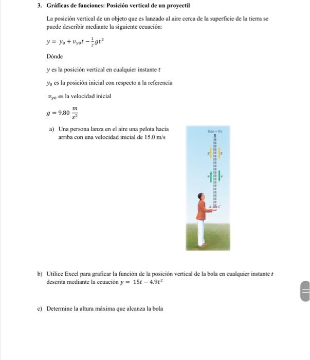 3. Gráficas de funciones: Posición vertical de un proyectil La posición vertical de un objeto que es lanzado al aire cerca de