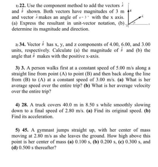 Solved 1 22 Use The Component Method To Add The Vectors Chegg Com