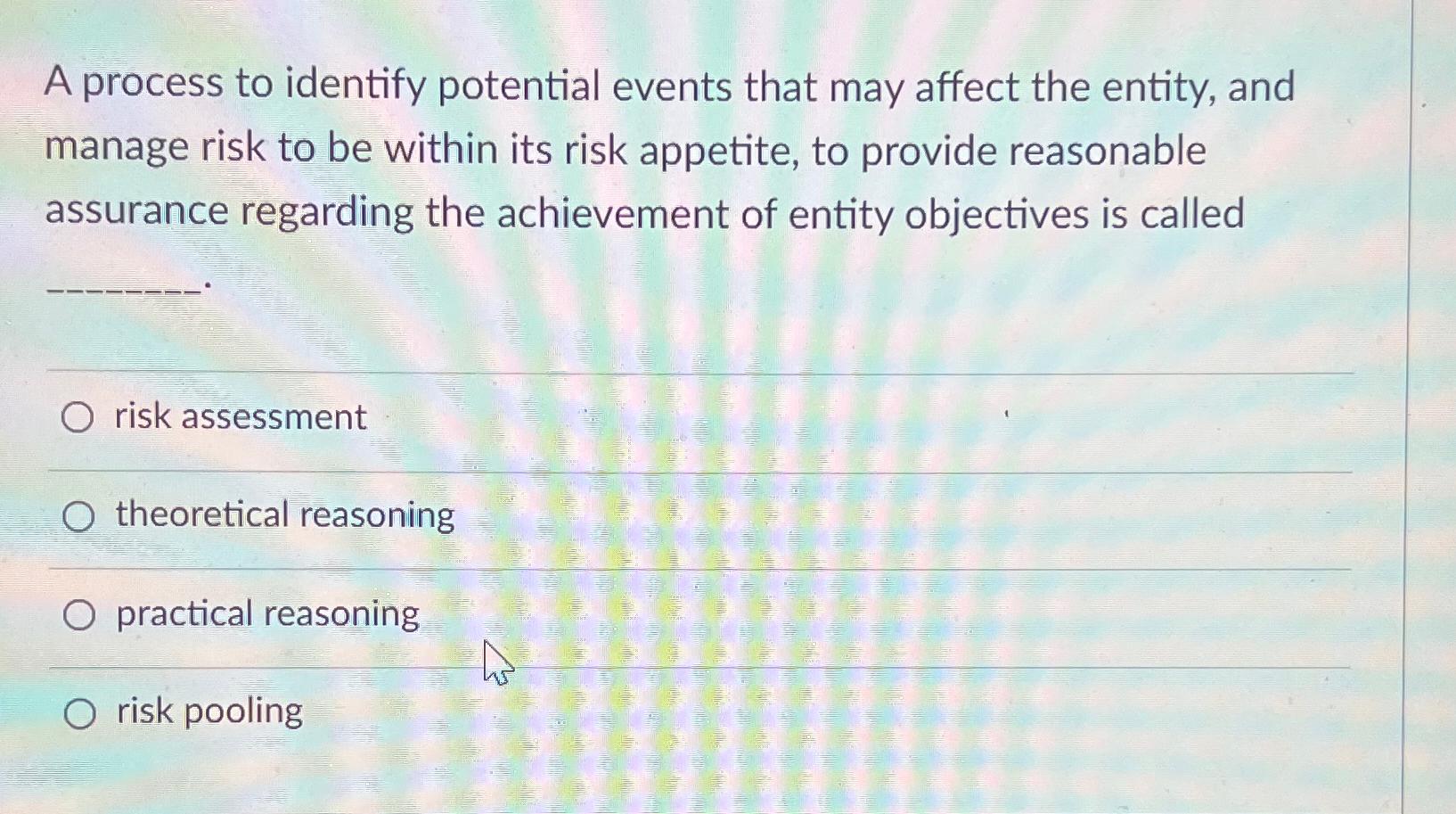 Solved A process to identify potential events that may | Chegg.com