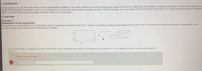 Solved 1 Introduction In this project, we use MATLAB to help | Chegg.com