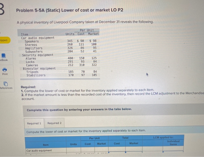 Solved B Problem 5-5A (Static) Lower Of Cost Or Market LO P2 | Chegg.com