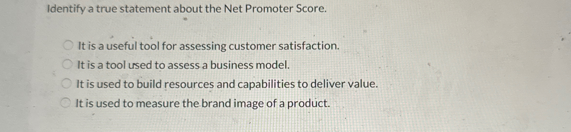 Solved Identify a true statement about the Net Promoter | Chegg.com