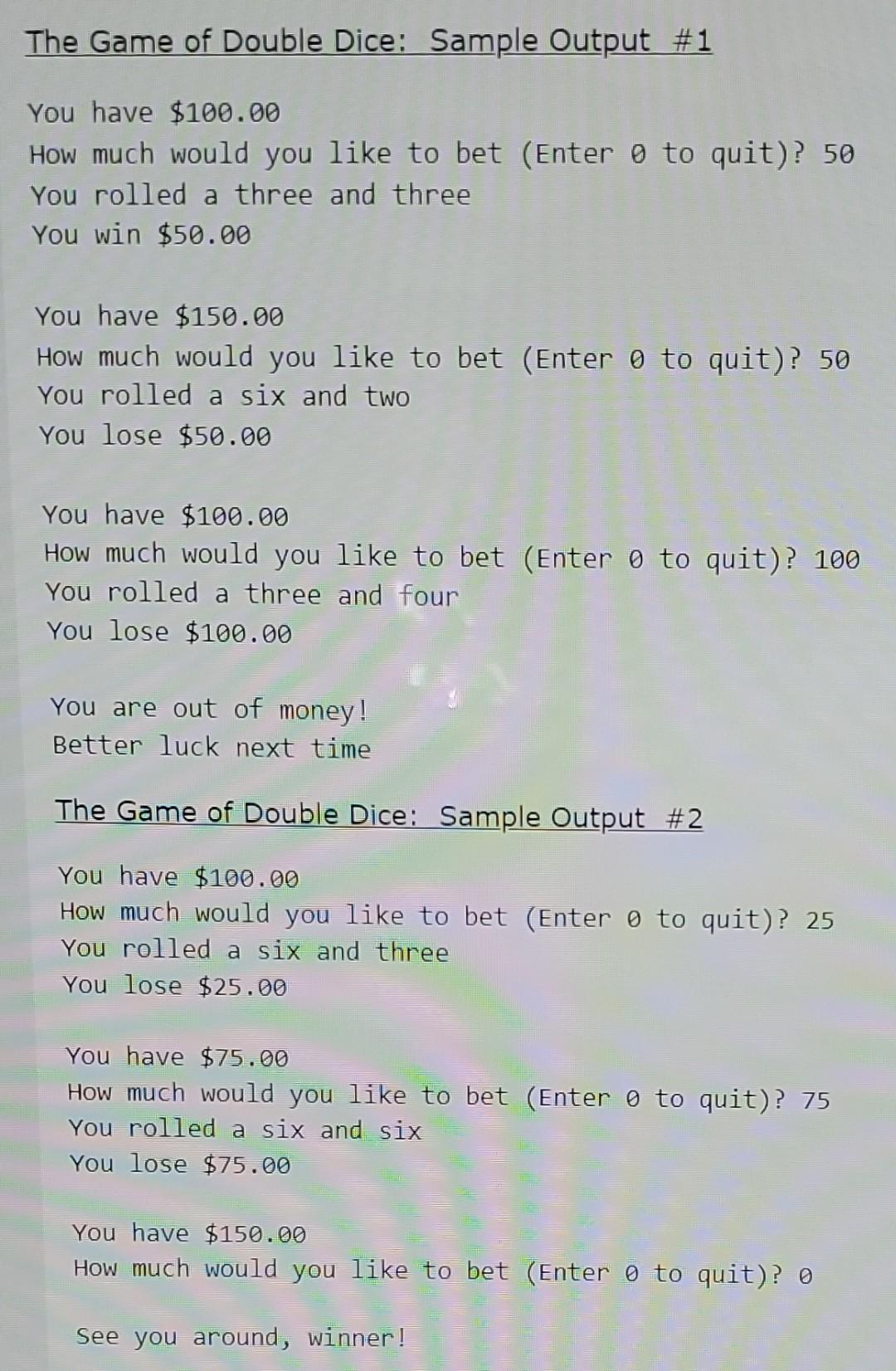 Solved Please help! I need to write a Java dice game code