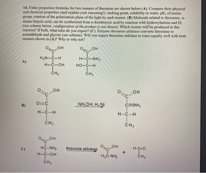 Solved 14. Fisher projection formulas for two isomers of | Chegg.com