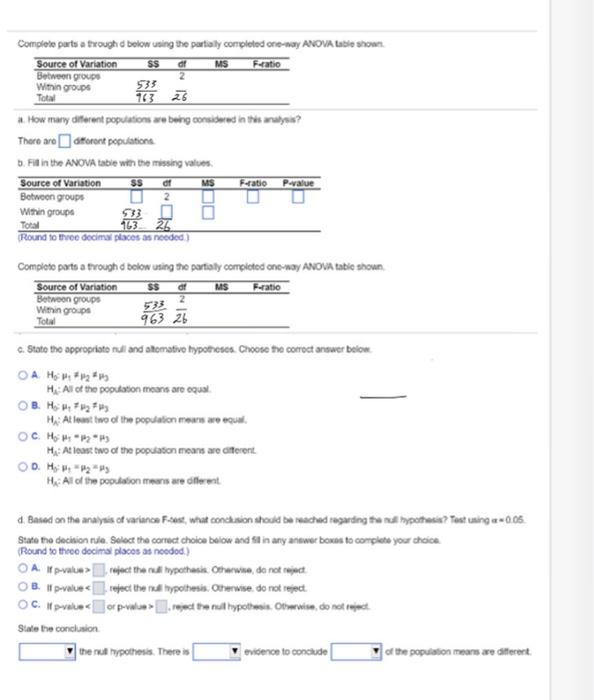 Solved Complete parts a through d below using the partially | Chegg.com