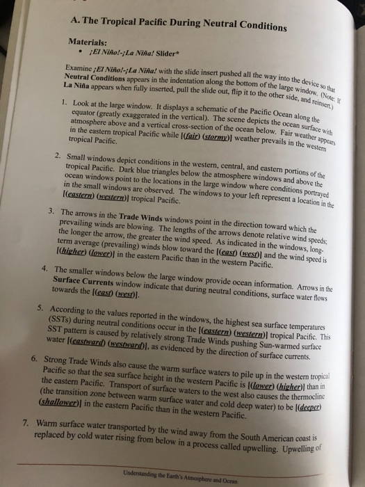 Solved 5: 5-1 ¡EL NIÑO!- LA NIÑA! In this Investigation: A. | Chegg.com