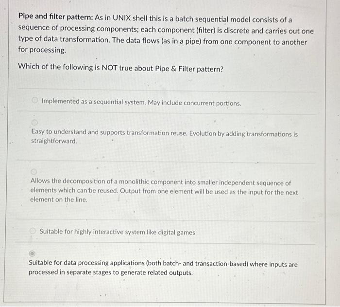 Solved pipe and filter pattern as in unix shell this is a chegg