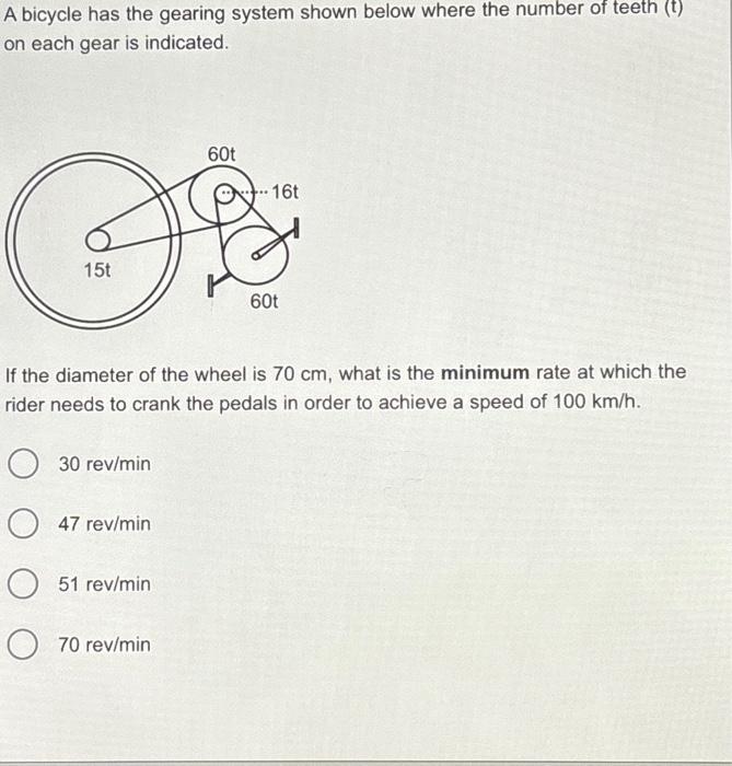 Solved A bicycle has the gearing system shown below where | Chegg.com