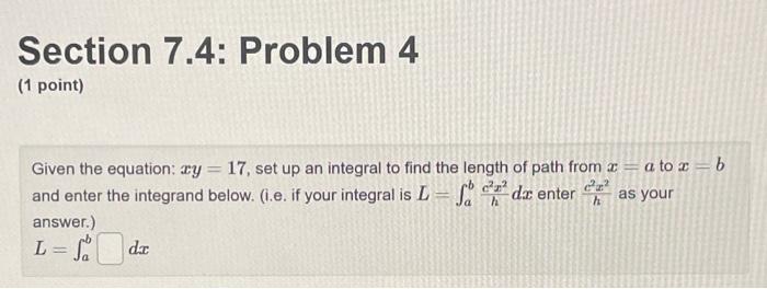 Solved Section 7.4: Problem 4 (1 Point) Given The Equation: | Chegg.com